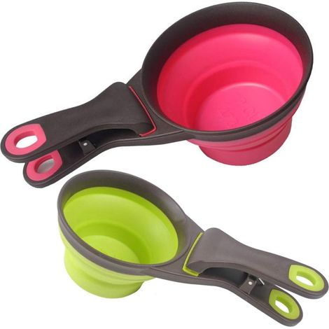 Irovami Ensemble de 2 cuillères doseuses pliables en silicone pour animaux de compagnie, colorées (1/5)