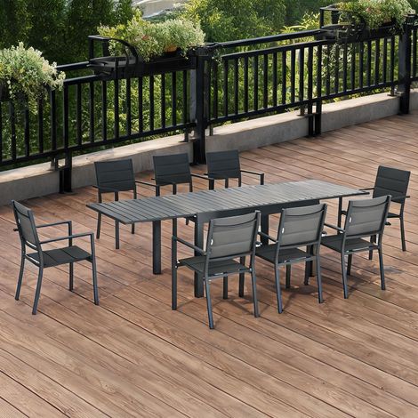 Salon de jardin gris en texteline Aluminio 270 x 90 x 75 cm (1/5)
