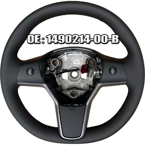 Volante calefactable, de cuero sintético, tamaño estándar, compatible con Tesla Model 3, compatible con Tesla Model Y, incluye función de calefacción. (1/5)
