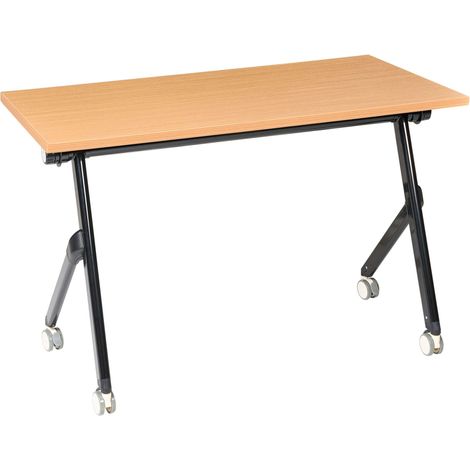 Scrivania pieghevole moderna rettangolare con rotelle Tavolo mobile portatile 120 x 60 cm Struttura in metallo Marrone e nero Bendi
