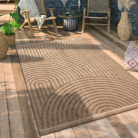 Paco Home Outdoor Teppich wetterfest & langlebig Modern Jute-Sisal-Optik Terrasse & Balkon 160x220 cm, Beige 3
