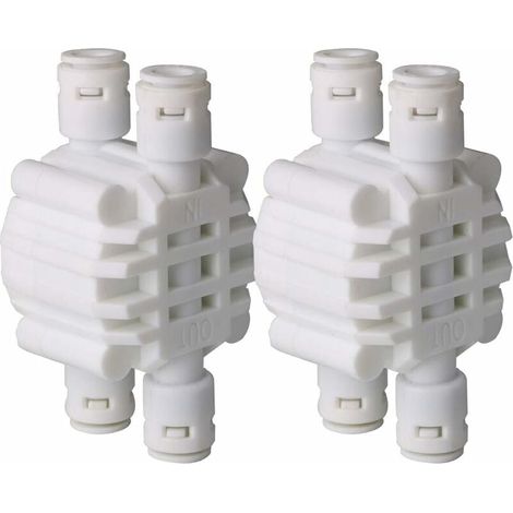 YMYNY - Válvula de cierre automático de 4 vías y 1/4 de pulgada (2 unidades), accesorios a presión para sistema de filtro de agua por ósmosis inversa (RO) (1/4)
