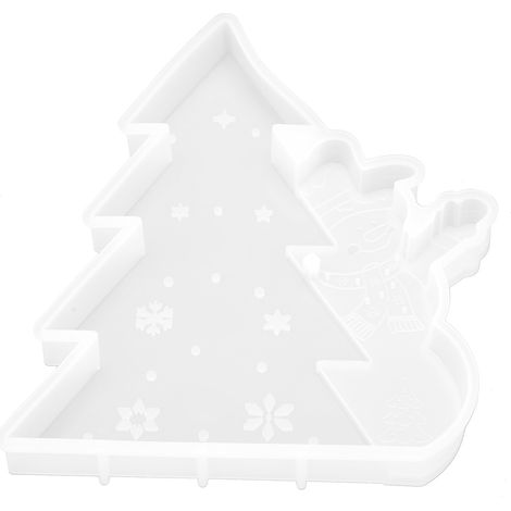 Moule en Silicone en forme d'arbre de nol, bonhomme de neige, en résine blanche, pour bricolage, décoration artisanale, cadeau de Festival (1/5)