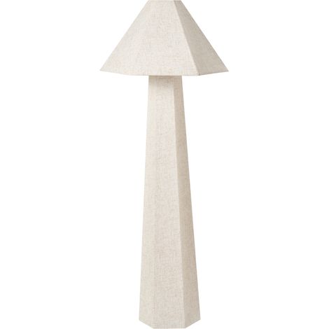 Lámpara de pie moderna con pantalla de PVC y base de tela para salón y dormitorio beige claro Dembi