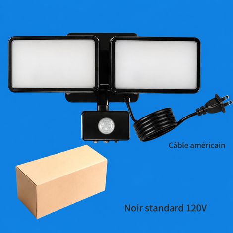 Applique murale LED extérieure noire double tête 120V avec détecteur infrarouge 120v noir réf 0121 27,5 × 13 × 15,5 cm 636 g – Livraison gratuite