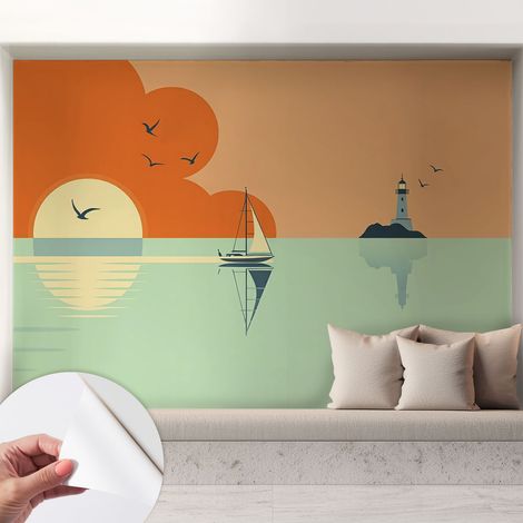 Papier peint adhésif autocollant pour salon chambre à coucher tendance et originale Enchantement marin 208x146 cm (1/5)
