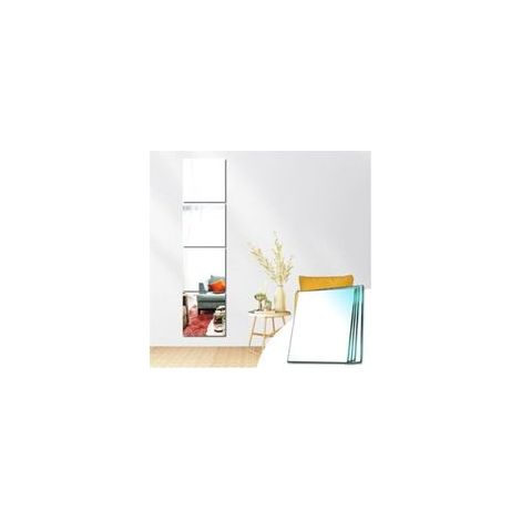 Miroir Mural Verre Adhesif Rectangulaire Decoratif Miroir Autocollant Decoration Maison pour Chambre Salon Porte (Broyage Ordinaire, 30x30cm, 4 Pièces) (1/4)