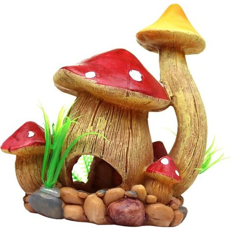 Pilzhaus-Dekoration – Aquarium-Ornament – Aquarienlandschaft – Strapazierfähiges Kunstharz – 16 x 13 x 10 cm (1/5)