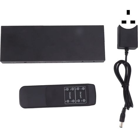 Distributeur de sortie HD matriciel 4x2, en alliage d'aluminium, commutateur matriciel 4 entrées 2 sorties, commutateur de sortie audio portable, compatible avec les systèmes home cinéma, 100-240 V, v (1/5)
