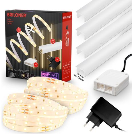 Briloner Pimp Your Panel LED Lichtsystem Für Akustikpaneele 2x2m 224 LEDs 18W 1950lm 3000K Warmweiß Diffusoren 14-15mm - LED Streifen Innenbereich (1/5)
