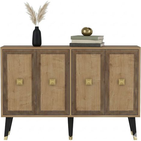 Luino Anrichte, Sideboard 2 Böden, 4 Fächer, 4 Türen, 120x30x80h cm, Eichenbraun