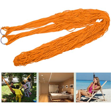 Hamac Double Extensible en Nylon Résistant pour Extérieur et Voyage (Orange) (1/5)