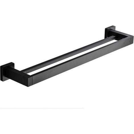 Porte Serviette Double Salle de Bain, Noir Barre Porte Serviette Mural, Porte Essuie Salle de Bain en Acier Inoxydable Porte Torchon Cuisine Support de Serviettes, 40cm,390g (1/5)