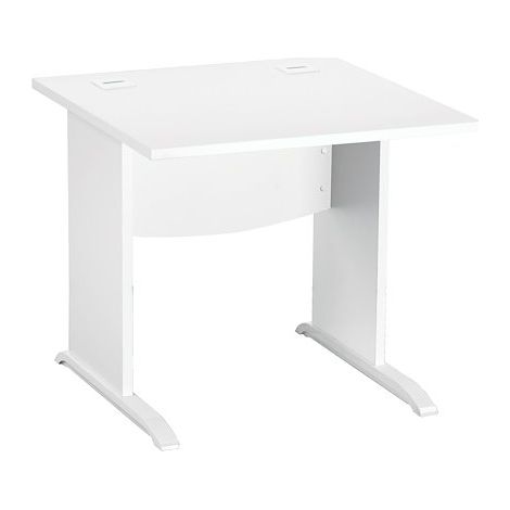 Bureau droit blanc L 80 cm piètement L bois blanc Essens - Maxiburo