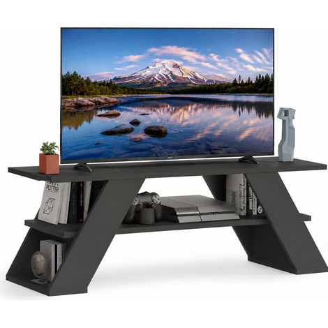 Mobile Porta Tv Moderno da Soggiorno Antracite in Legno Resistente 120x33.5x40cm