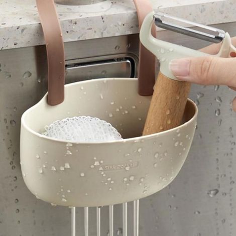 Porte-éponge pour évier, organisateur d'évier, égouttoir pour éponge à récurer, panier de rangement suspendu pour une cuisine bien (1/5)
