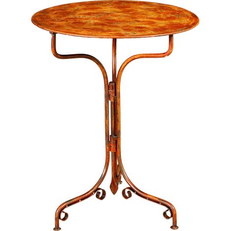 MESA DE HIERRO FORJADO CON ACABADO ROJO ANTIGUO