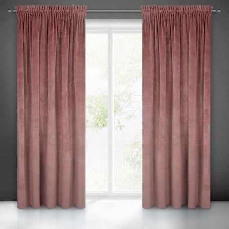 Eurofirany Villa - Tenda in velluto morbido arricciato, 1 pezzo, elegante, liscia, tinta unita, soffice, moderna, classica, per soggiorno, camera da letto, lounge, rosa scuro, 140 x 270 cm (1/5)