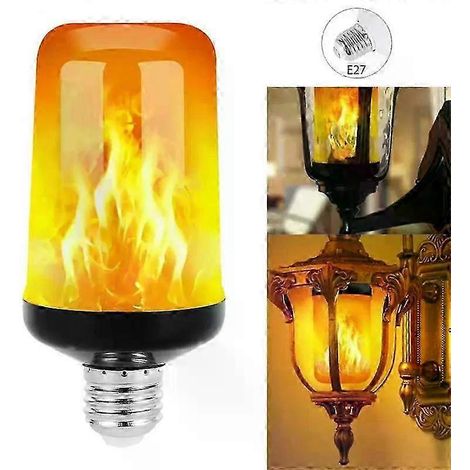 Ampoule LED E27 effet flamme, lampe à feu, lumière vacillante de maïs, effet dynamique, 6 W, 110-220 V, pour la maison et les outils de nuit (1/4)