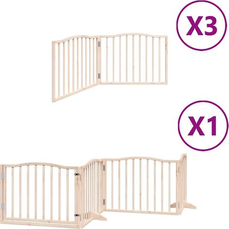 Barrière de sécurité pour chien animaux de compagnie porte pliable 10 panneaux bois de peuplier marron