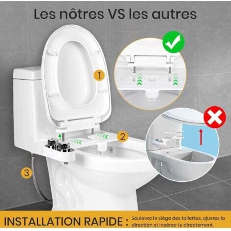 NALOOKAMIC Toilette Japonaise - Bidet WC Non Électrique Ultra Fin avec Double Buse Autonettoyante - Jet d’Eau Froide Réglable Avant/Arrière - Facile à Installer - Abattant WC Japonais