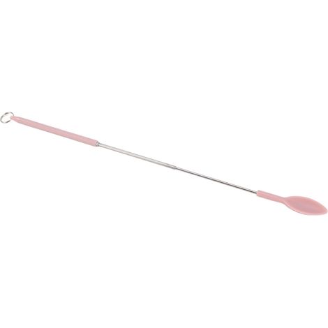 Spatule rétractable en silicone rose, mini spatule télescopique réutilisable et facile à nettoyer, avec boucle de suspension, idéale pour les cosmétiques et le gloss à lèvres. (1/5)