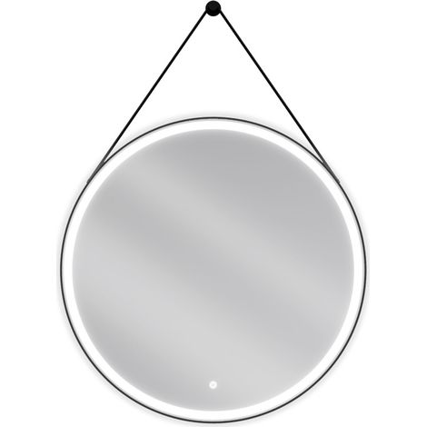 Mexen Reni espejo de ba帽o retroiluminado, redondo 80 cm, LED 6000K, antivaho, marco negro - 9812-080-080-611-70 (1/5)