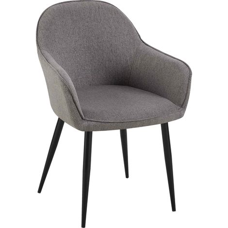 Silla de comedor moderna y confortable en tela gris oscuro y patas de metal negro 100002000 (1/5)