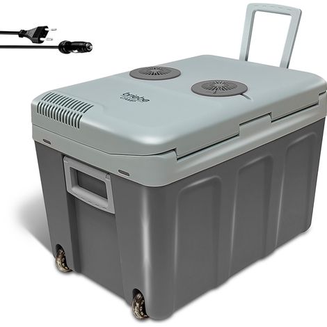 briebe CF1155 Nevera Portátil Eléctrica de Viaje para Coche, Camping, 12V / 220V, Capacidad 40 L, Ruedas, Refrigera, Mantiene el Calor, Modo Bajo Consumo, Gris