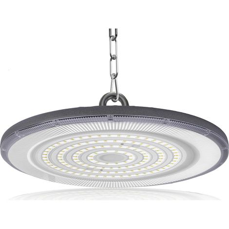 100W LED High Bay Lumière, 6500K UFO Projecteur Industriel Plafonnier d'atelier avec chaîne, IP65 Étanche Hall Lampe Spot Éclairage de Plafond pour usines, garages, entrepôts (1/5)