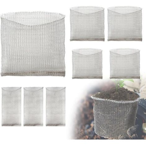 8 cestas de acero inoxidable para protección contra topillos, bolsas de malla de acero inoxidable contra roedores, red metálica de protección para raíces de plantas, árboles y flores. (1/5)