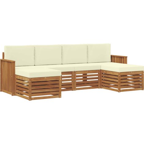 Sofa Sets 6 pcs Natural and Cream Solid Acacia Wood vidaXL (1/5)