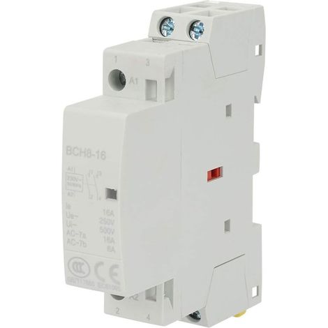 Contacteur CA - Contacteur CA domestique à faible bruit, 2 pôles, 16 A, 220 V/230 V, 2 NO, 50/60 Hz, contacteur de sécurité CA de type rail.