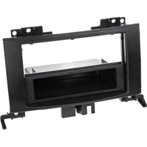 Facade autoradio 2DIN compatible avec Mercedes Sprinter VW Crafter ap06 vide poche Noir Rubber touch