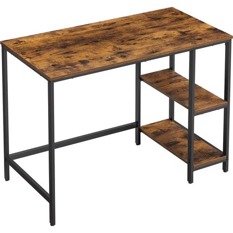 Bureau avec Rangement, Table d’Ordinateur, avec 2 Étagères Réversibles, Poste de Travail, pour Télétravail, Salon, Cadre en Acier (1/5)
