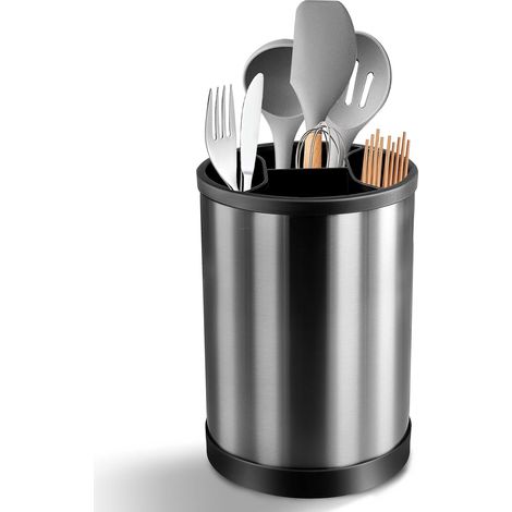 Soporte giratorio para utensilios de cocina, cesta para cubiertos de acero inoxidable, organizador para cucharas y tenedores. (1/5)