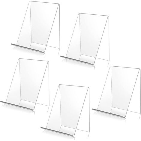 Supporto per libri in acrilico, 5 pezzi, trasparente, versatile, espositore in acrilico, per esporre libri, quaderni, album fotografici (1/5)