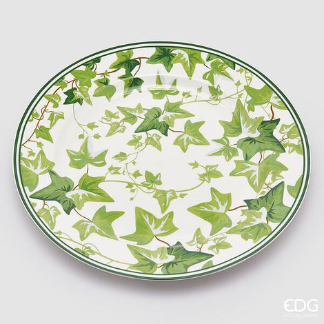 EDG Enzo De Gasperi Piatto da Portata H 2,5 Cm D 30 Cm Bianco e Verde (1/5)