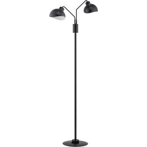 Lampadaire classique noir 2 abat-jour E27 Roy Sigma (1/3)