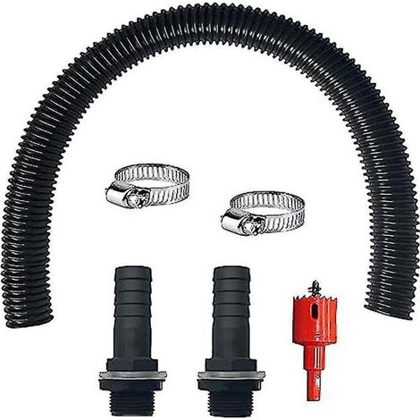 Kit de raccordement pour récupérateur d'eau de pluie comprenant 2 raccords pour tuyau d'arrosage et un tuyau de raccordement de 50 cm, diamètre 25 mm, avec écrou de blocage, pour récupérateurs d'eau d (1/4)