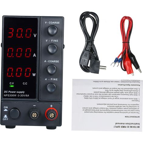 Wanptek NPS306W 0-30 V 0-6 A Alimentation CC à découpage Affichage à 3 chiffres LED Haute précision réglable Mini AC 115 V/230 V 50/60 Hz Tension et courant régulés double sortie (1/5)