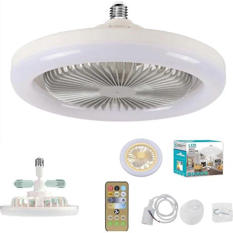 Ventilateur plafond encastré LED 3 couleurs télécommande moteur silencieux 26 cm pour chambre cuisine petites pièces (1/5)