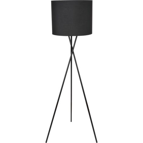 Lampada da terra treppiede nera Polux paralume E27 20W (1/5)