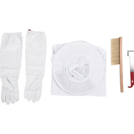 Ensemble protection 4 en 1 – gants + vêtement + brosse + outil – apiculture (1/5)