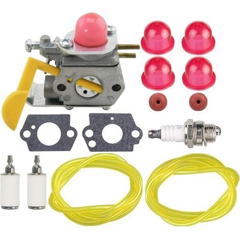 Carburador Hippotech C1U-W18 con manguera de combustible y filtro de combustible de repuesto para desbrozadoras Craftsman y Poulan MX550, MX557, P1500, P2500, P3500, TE475, TE475Y, XT260 y XT700. (1/3)