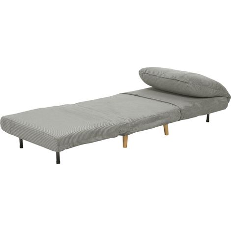 Lit 2 en 1 Fauteuil Lit d'amis appuie-tête réglable velours côtelé gris 82x87x89 cm