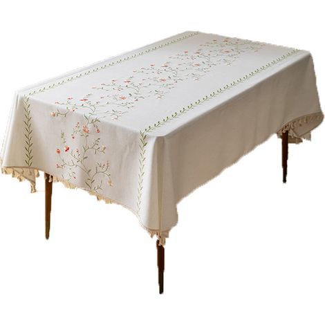 Mantel nórdico de algodón/lino - impermeable - estilo bohemio - con flecos - 140×260cm - (1/5)