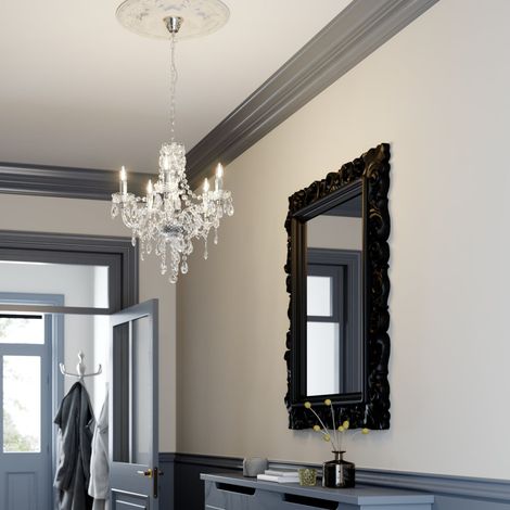 [GEBRAUCHT] B-Ware Lindby Kronleuchter Merida Hängeleuchte Leuchte Lampe 5-flg dimmbar chrom Ø52cm (1/2)