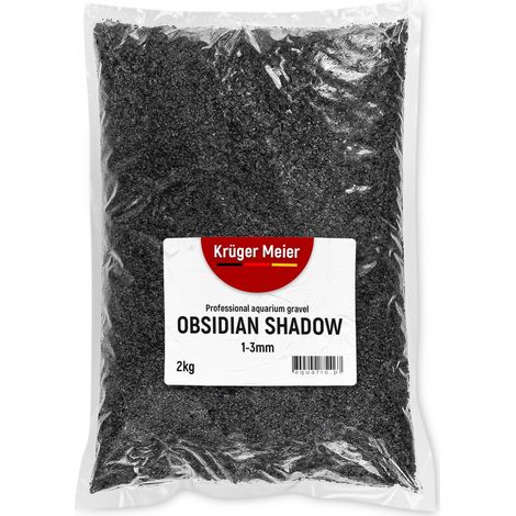 Grava negra de obsidiana para acuario, sustrato de 1-3 mm para agua, 2 kg.