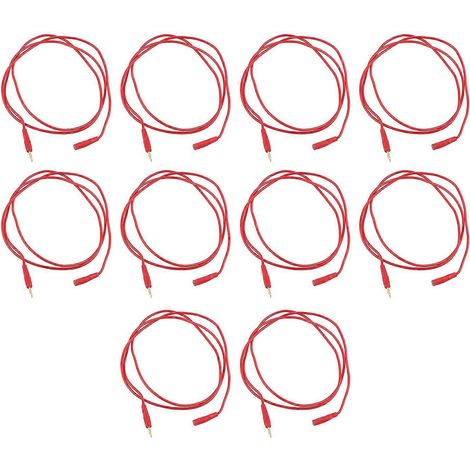10er-Set Bananenstecker-Prüfleitungen aus PVC und Messing, 2 mm, rot